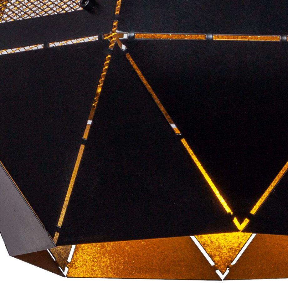 ANOUK: Colgante metálico negro geométrico con interior oro, 35cm diámetro 15309H Globo Lighting. Para bombilla E27. STOCK DISPONIBLE EN TIENDA