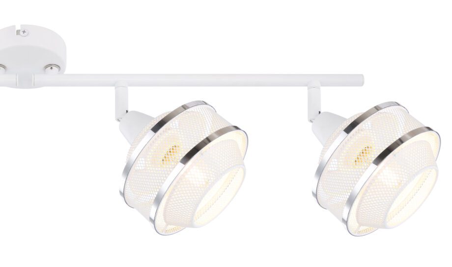 VIGATTO: Regleta de 4 focos geométricos en E14  Blanco y cromo, 54026-4 Globo Lighting. STOCK DISPONIBLE EN TIENDA