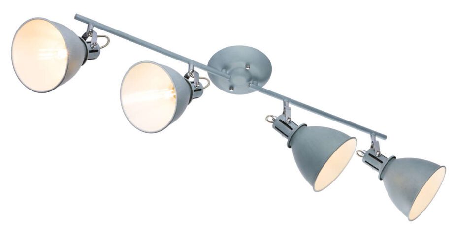 JONAS: Regleta de 4 focos orientables para 4 bombillas E14  color gris cemento,  54646-4 Globo Lighting. STOCK DISPONIBLE EN TIENDA