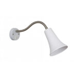 Flexo pared KAWAR blanco y níquel con lector articulado e interruptor para E27