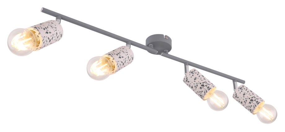 EDMUN: Regleta de focos en gris y cemento 4 Luces 54011-4 Globo Lighting, para bombillas E27. STOCK DISPONIBLE EN TIENDA