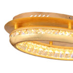 Plafón HOMMY oval color pan de oro y cristales de 18W Led en luz neutra 4k Globo.