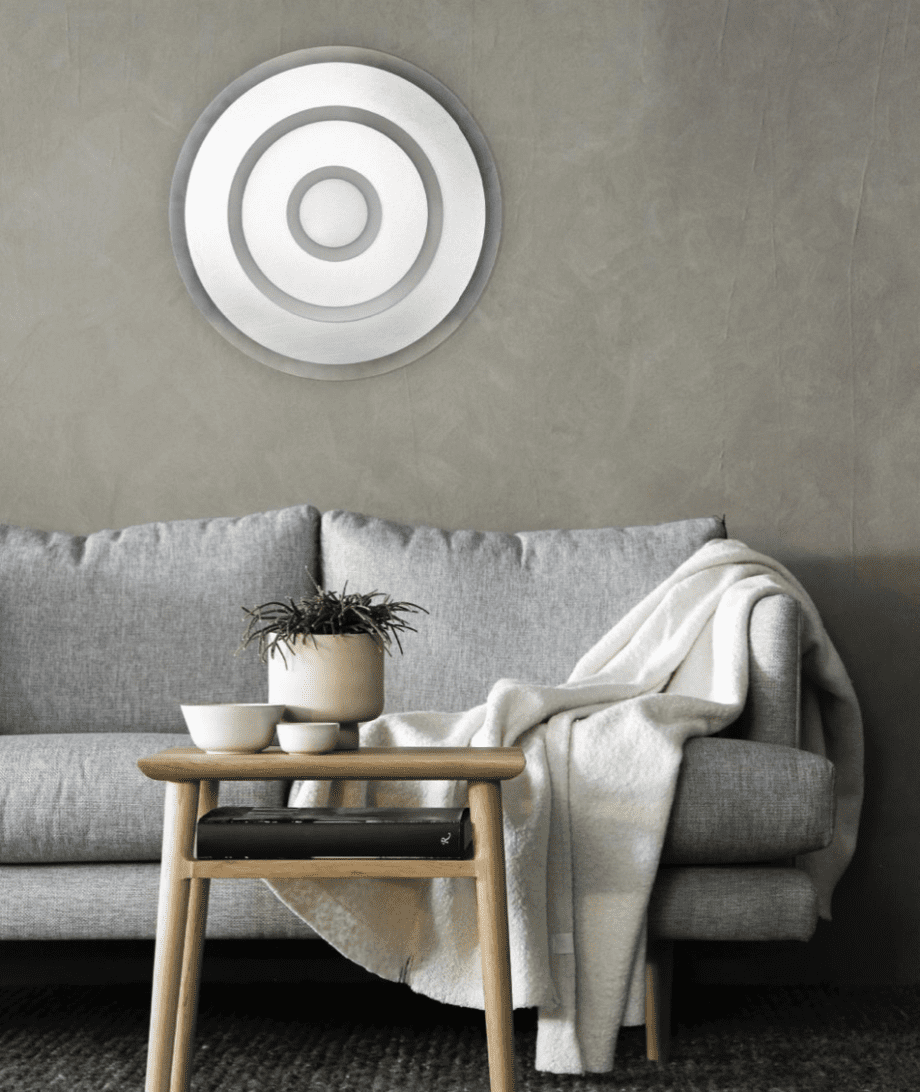 SICILIA: Plafón Led y metacrilato de 50w Aluminio pulido con mando  Acontract-Luz. 50cm.