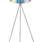 MELANIE: lámpara de pie trípode níquel satinado con pantalla plata irisiada, 15260S Globo Lighting. STOCK DISPONIBLE EN TIENDA