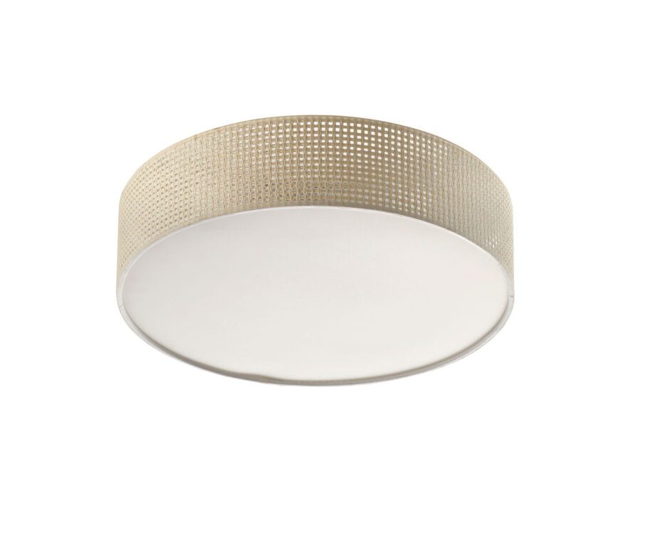 OLGA: Plafón perfil ratán para 3 bombillas E27. MDC, 45cm.