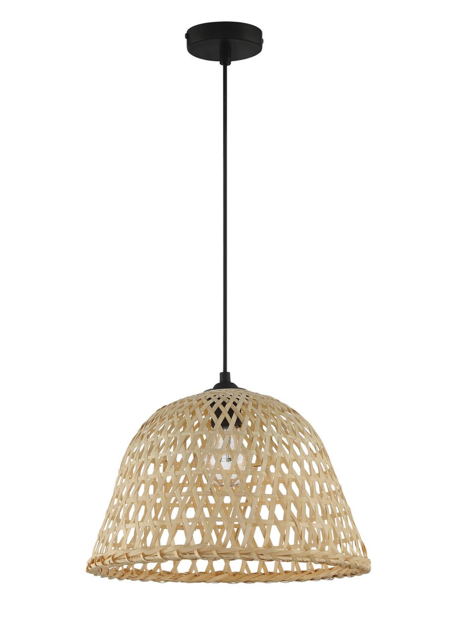DAVID: Colgante bambú natural diseño rejilla geométrica MDC . Ø35 cm. STOCK EN TIENDA.