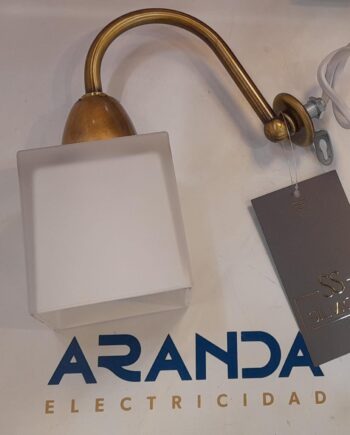 Aplique para atravesar espejo o marco Bronce con tulipa cuadrada opal blanco para bombilla E14 Silvioss