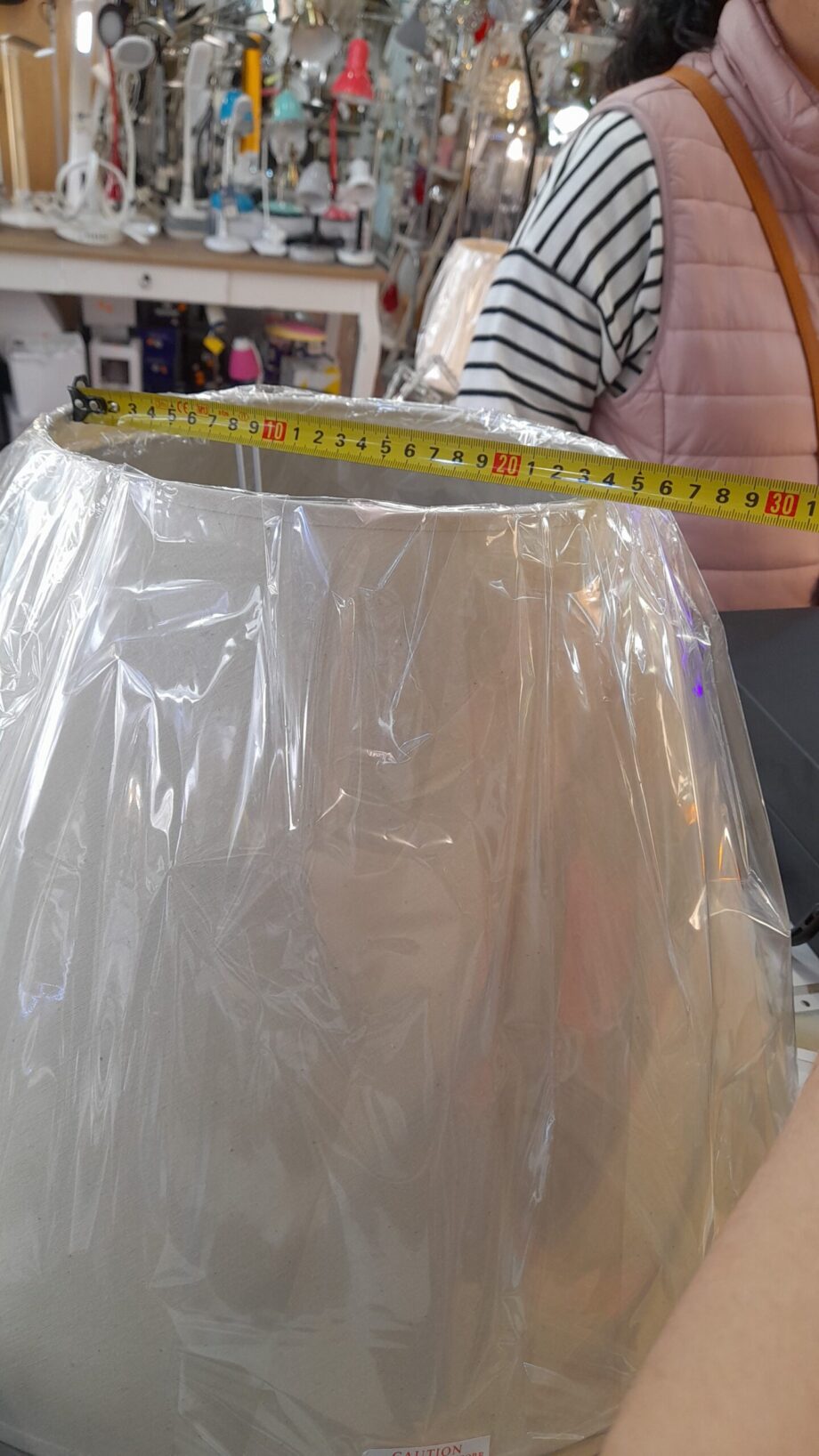 SIRIA: Pantalla tela beige, Marinisa. 50cm Forma Cónica para E27. STOCK EN TIENDA