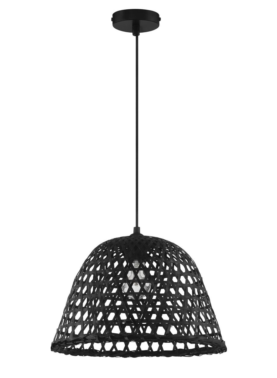 DAVID: Colgante bambú negro diseño rejilla geométrica MDC . Ø35 cm. STOCK EN TIENDA.