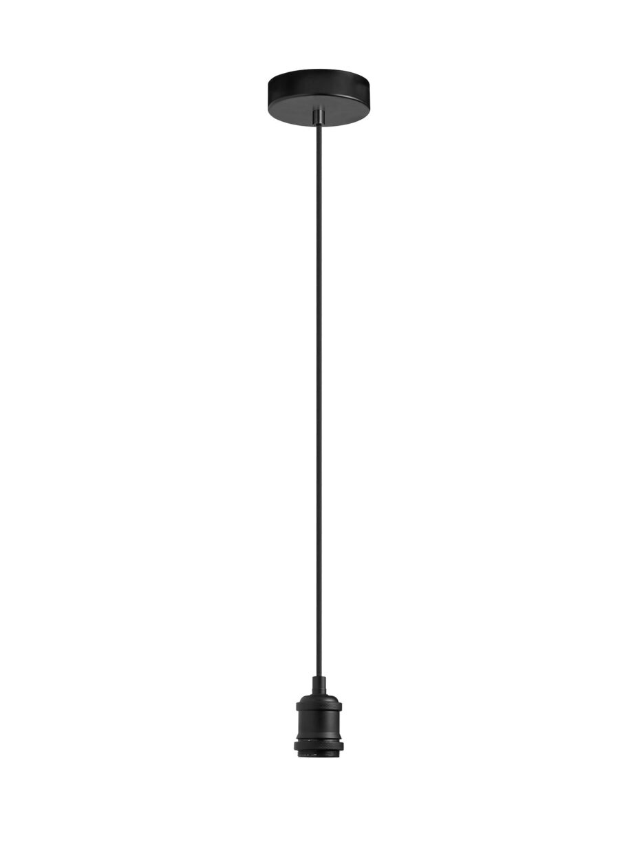 SOLO: Pendel / Enfilaje para lámparas negro portalámparas E27 con rosca, florón metálico y cable textil, MDC. STOCK  DISPONIBLE EN TIENDA