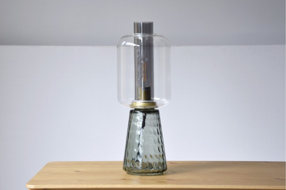 CANDIL: Lámpara de sobremesa en cristal gris 50cm altura,  34MR22510G  Vp Interiorismo