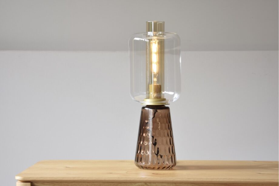 Lámpara de sobremesa CANDIL en cristal ámbar 50cm altura Vp Interiorismo