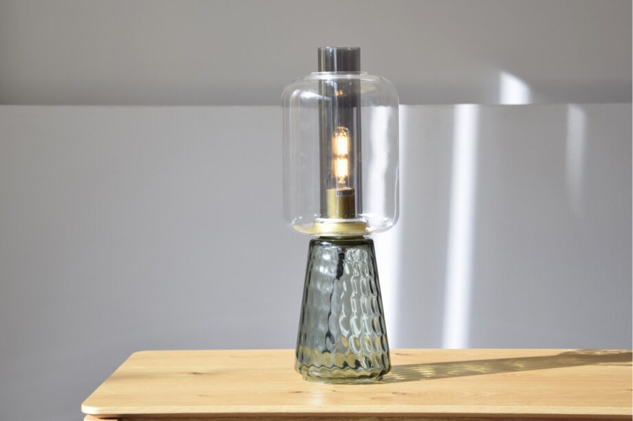 CANDIL: Lámpara de sobremesa en cristal gris 50cm altura,  34MR22510G  Vp Interiorismo