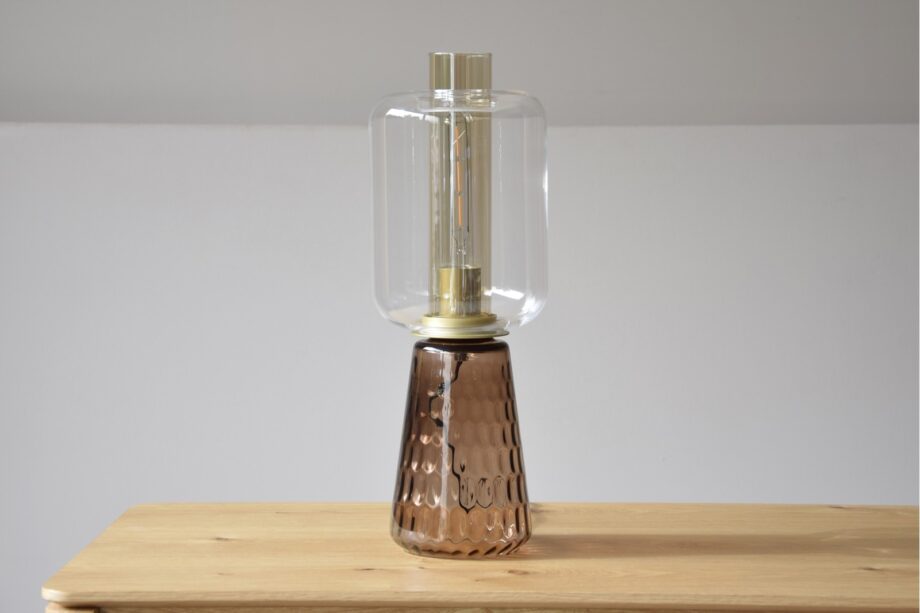 Lámpara de sobremesa CANDIL en cristal ámbar 50cm altura Vp Interiorismo