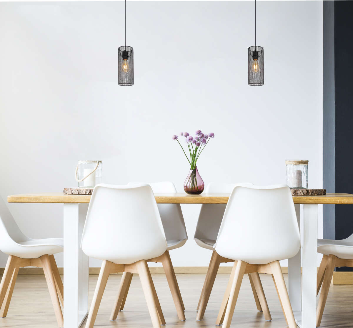 AGUSTIN: Colgante cilindro rejilla negra, 15664H2 Globo Lighting. 12cm para bombilla E27. STOCK DISPONIBLE EN TIENDA