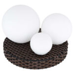 MAMBA: Original lámpara sobremesa, base ratán 3 esferas con 11W Led cálida 3k, 28852 Globo Lighting. STOCK DISPONIBLE EN TIENDA