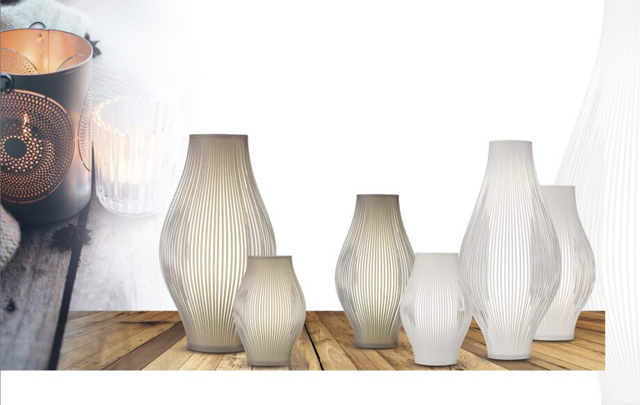 MIRTA: Lámpara de sobremesa de pantalla de color piedra, 3054/35  E27,  Acb Iluminación. 35cm altura.