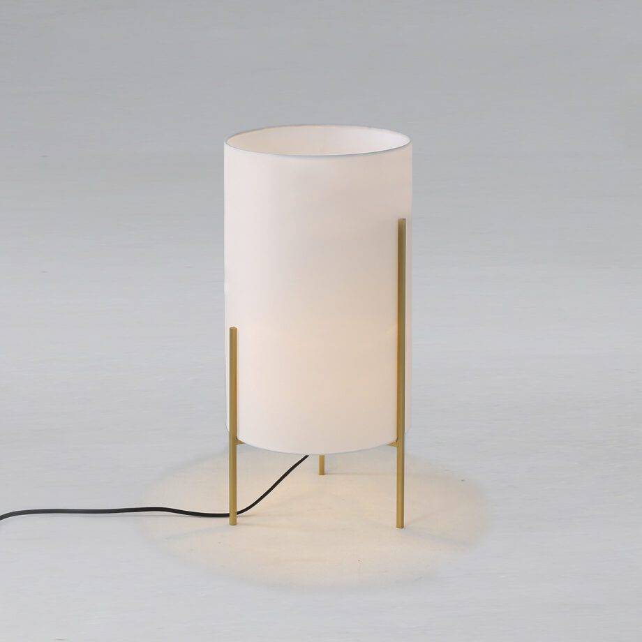 NAOS: Lámpara de sobremesa diseño oro técnico con pantalla 8191/40  E27,  Acb Iluminación. 40cm altura.