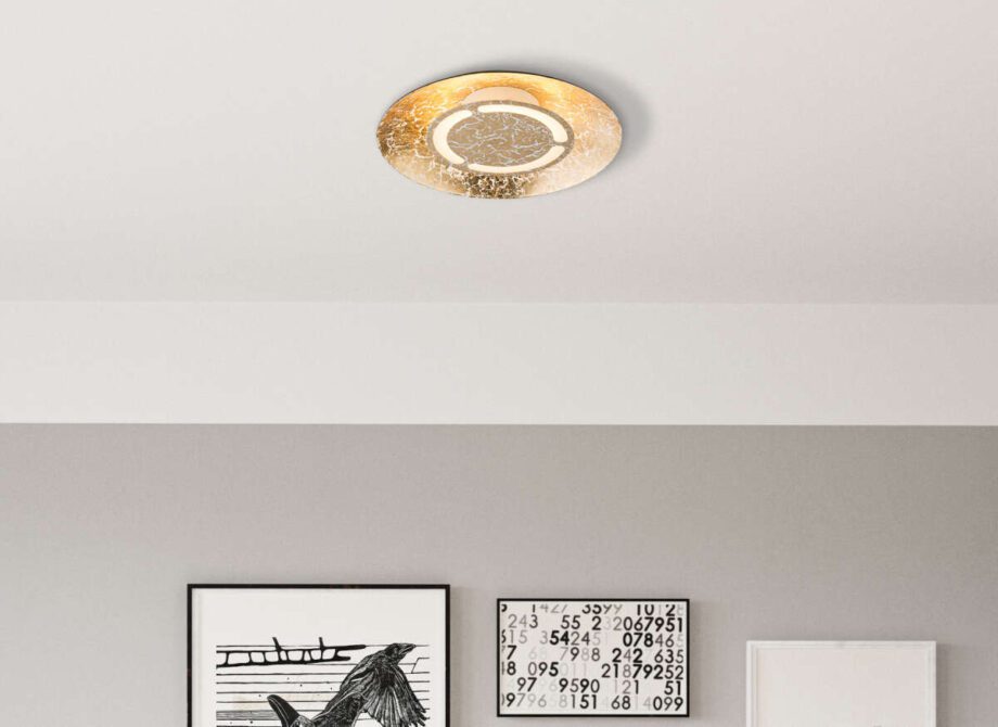 Plafón TABEA aplique luz indirecta en Pan de Oro 12W de luz cálida Globo Lighting