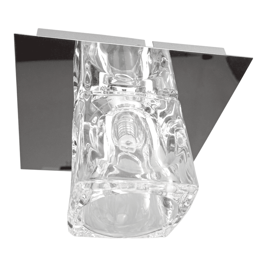 Plafón cromo con tulipa cubo cristal g9, para bombilla G9, 1863/1 Xiriluz . STOCK DISPONIBLE EN TIENDA