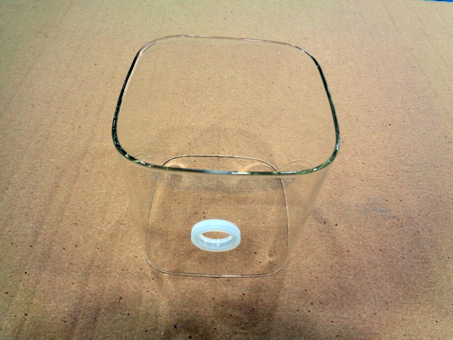 Tulipa exterior ECLIPSE: Cristal transparente cilindro cuadrado,  Schuller 506514R02. STOCK DISPONIBLE EN TIENDA