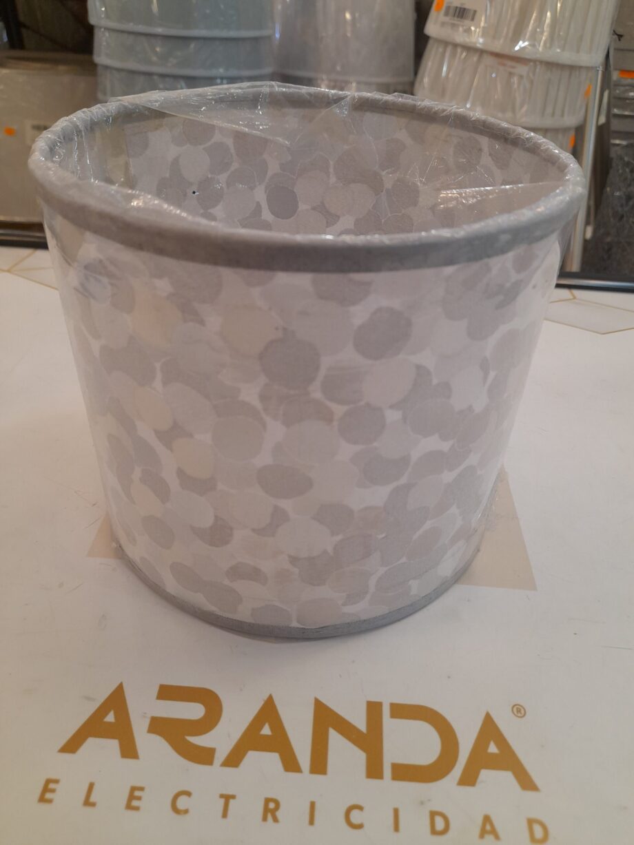 Pantalla cilindro color grises, confeti,  de 16cm para E27, VITRIMUR #3, STOCK DISPONIBLE EN TIENDA
