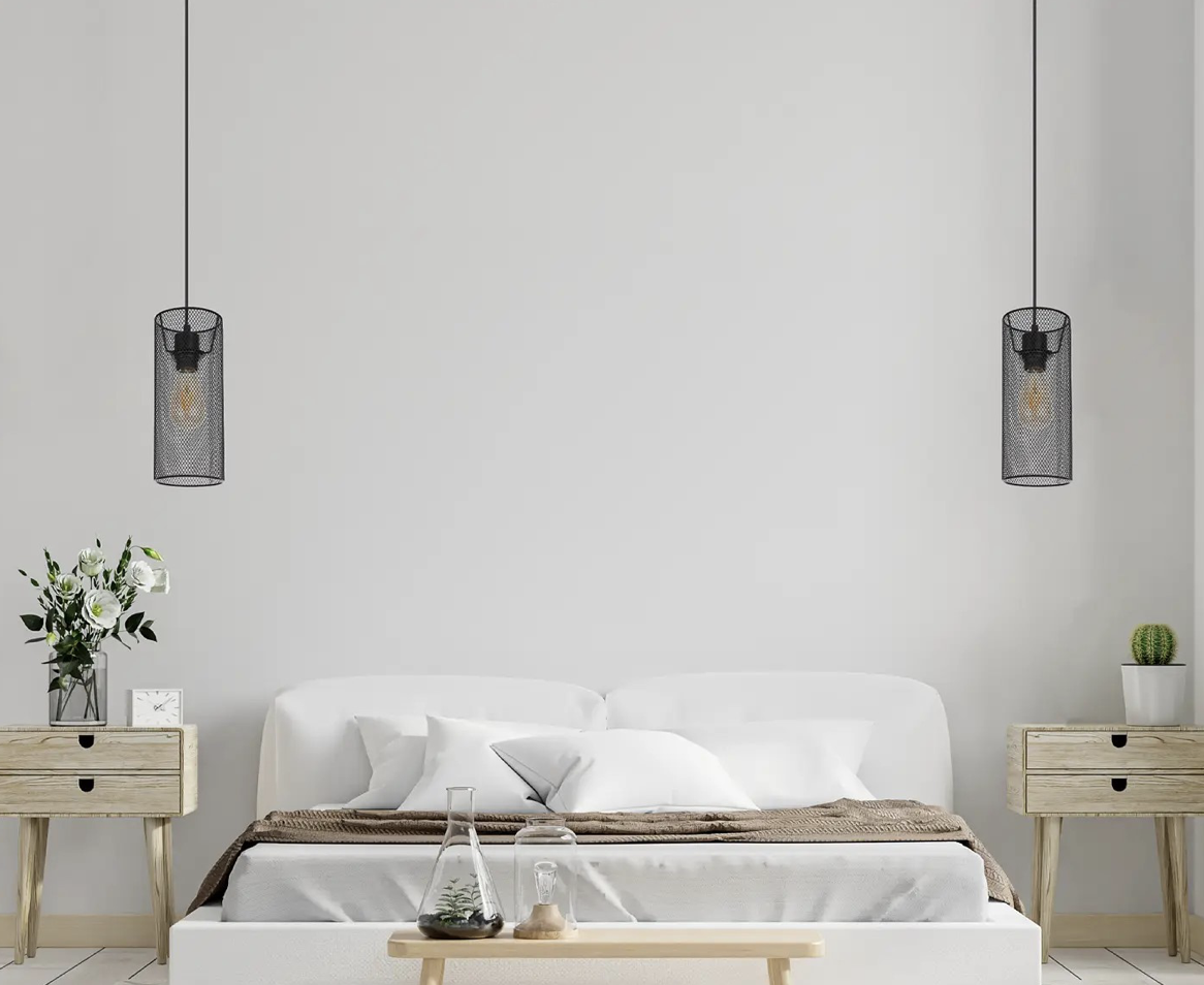 AGUSTIN: Colgante cilindro rejilla negra, 15664H2 Globo Lighting. 12cm para bombilla E27. STOCK DISPONIBLE EN TIENDA