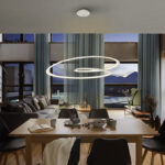 LOOPING: Lámpara blanca diseño con 54W Led luz cálida 3k, de 97cm diámetro.  527637 Schuller. STOCK EN TIENDA