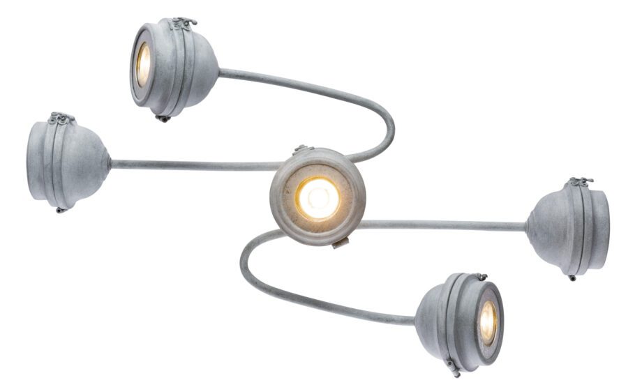 MICAH: Plafón de cinco focos metal gris, con bombilla gu10 Led incluida, 57301-5 Globo Lighting. STOCK EN TIENDA