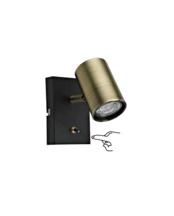 CURIE: Foco individual orientable con interruptor negro y dorado, para bombilla Gu10,  Romluxe. STOCK DISPONIBLE EN TIENDA