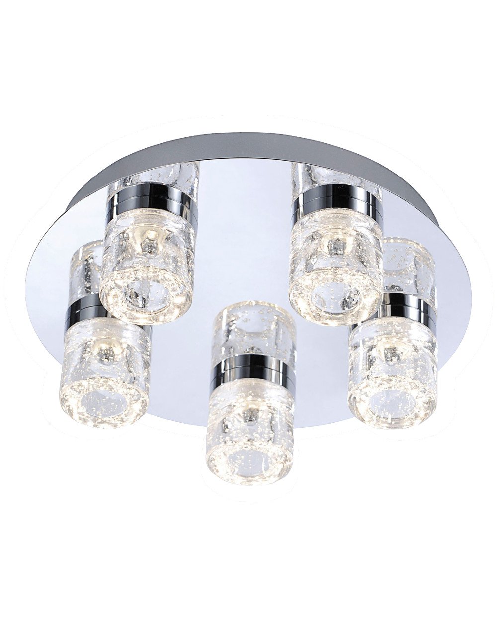 BILAN: Plafón cromo y cristal con 30w Led, luz cálida 3k, Ip44 apto baños, 8145-17 Paul Neuhaus. STOCK DISPONIBLE EN TIENDA