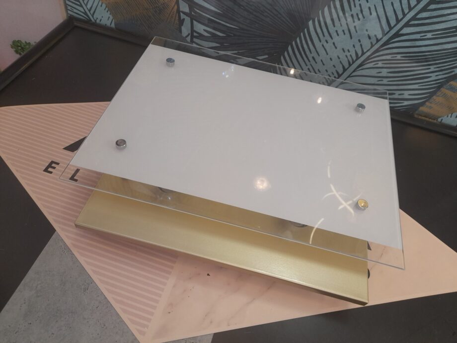 Plafón champán y cristal,  con 4 bombillas Led Gu10, 3586-047 Briloner. 30cm. STOCK DISPONIBLE EN TIENDA