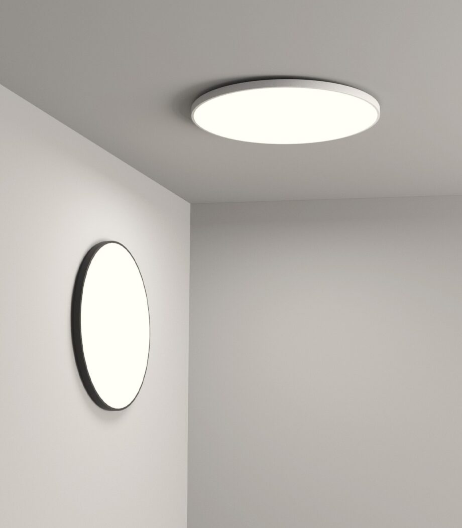 Plafón opal blanco 40W Led luz dia 6000k, con perfil negro extraplano Slim, PB3842 ELS. 38cm apto exterior y pared con Ip44. STOCK EN TIENDA