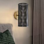 Aplique de pared cilindro perforado negro y base oro mate Silvioss