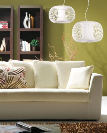 MIRTA: Lámpara de pantalla de color blanca, 3055/45 para 1 bombilla  E27,  Acb Iluminación. 45 cm.
