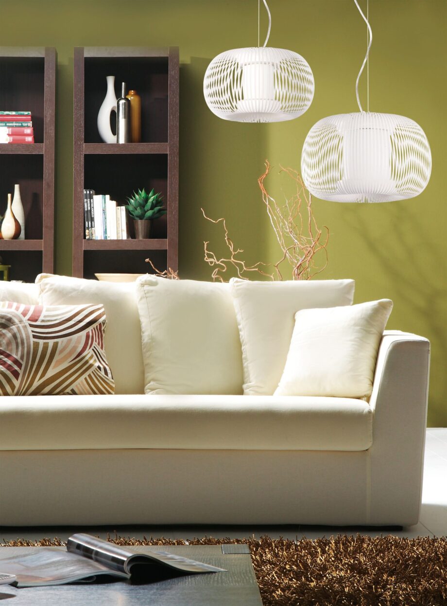 MIRTA: Lámpara de pantalla de color blanca, 3055/38 para 1 bombilla  E27,  Acb Iluminación. 38 cm.
