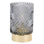 VOTIVE: Sobremesa Led Zig Zag, Fumé gris Present Time, a pilas, 3 x AAA. STOCK EN TIENDA