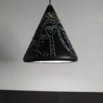 NOTE: Colgante individual cerámica cocida acabado negro pizarra, para bombilla E27, 1001 FOKOBU. 32cm.