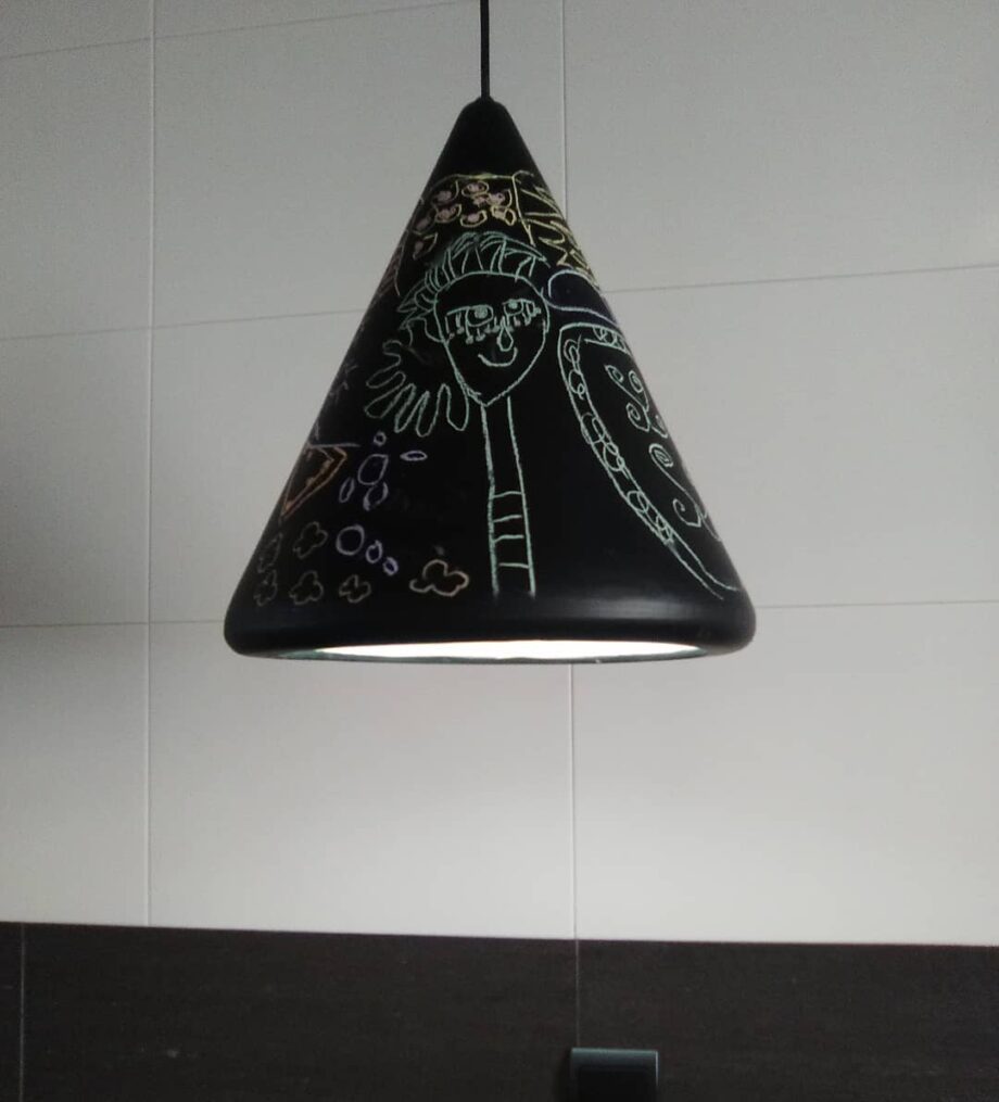 NOTE: Colgante individual cerámica cocida acabado negro pizarra, para bombilla E27, 1001 FOKOBU. 32cm.