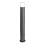 PALMA: Bolardo gris antracita, y opal blanco para bombilla E27, 80cm altura, Acontract. IP44.