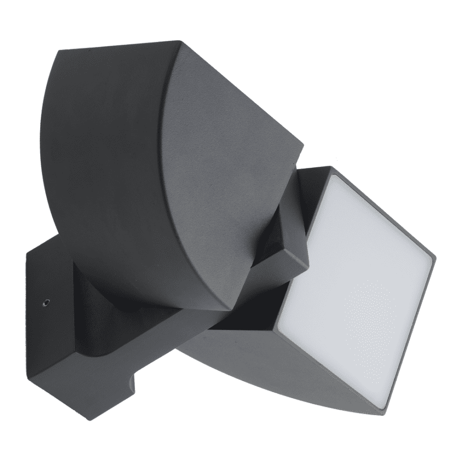 ZENIT: Aplique de exterior Negro, articulado y orientable con 8w Led en luz neutra 4k,  Acontract. IP44.