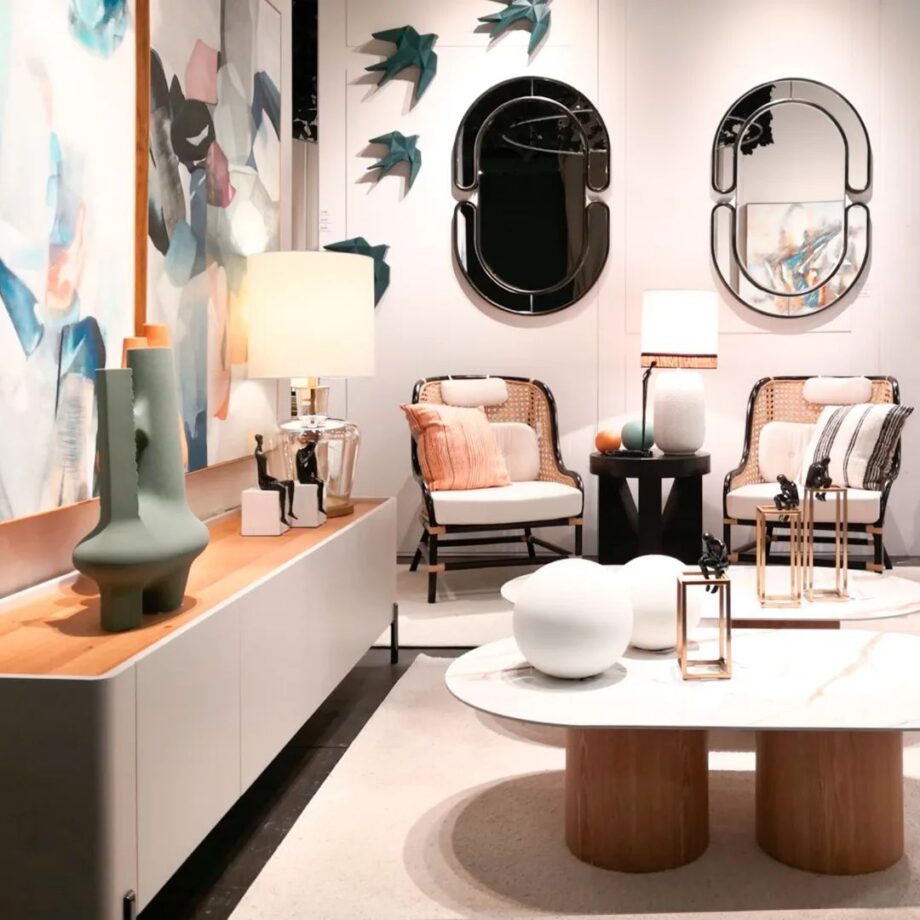 Espejo decorativo negro con diseño negro ovalado VP Interiorismo