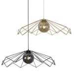 Colgante geométrico en negro con tulipa smoke para bombilla E27 Silvioss