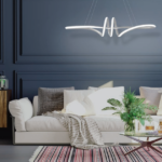 Lámpara de forma lazada color gris mate con mando a distancia