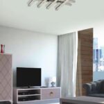BRNO: Plafón cuadrado cromo con cristales, 54W Led con luz neutra 4k, 124/8 Acontract-Luz, 44 x 44cm.