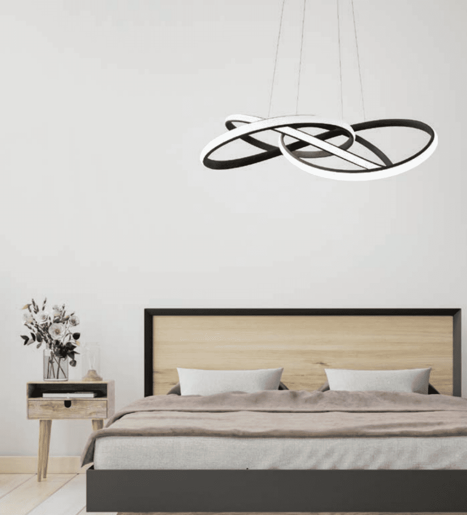 Lámpara redonda lazada color negra con mando Salamandra Luz