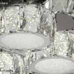 Plafón ELEGANCE redondo cromo con cristales 8 difusores K5 y 65W Led