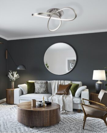 Plafón LONDON níquel satinado y blanco diseño trebo de 40w Led en luz neutra Acontract-Luz