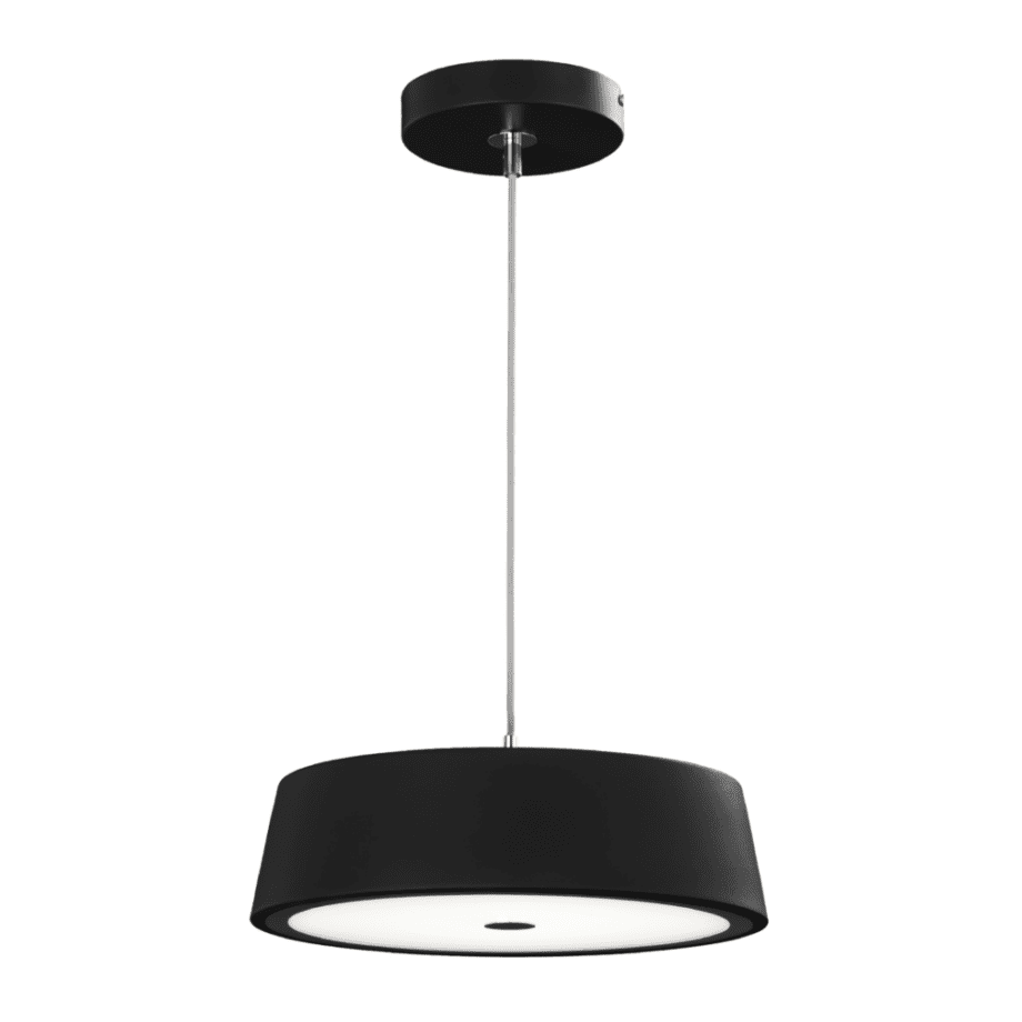 MONTECARLO: Lámpara colgante plafón negro de 30w en luz neutra 4k, 301T-B Acontract-Luz. 40 x 15,5cm hasta 125cm altura.
