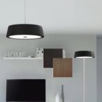 MONTECARLO: Lámpara colgante plafón negro de 30w en luz neutra 4k, 301T-B Acontract-Luz. 40 x 15,5cm hasta 125cm altura.
